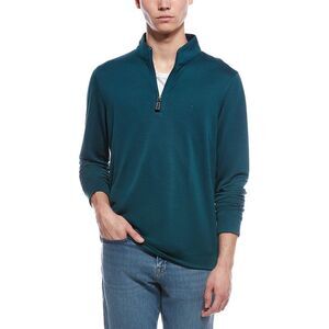 Tailorbyrd Mens  Solid 1/4-Zip Pullover, Green